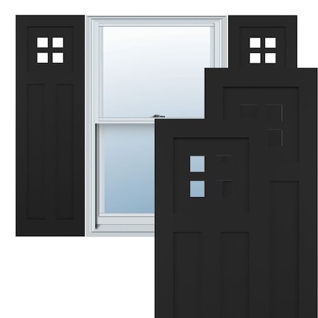 True Fit PVC San Antonio Mission Style Fixed Mount Shutters, Black, 12W X 36H